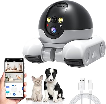 Dual-Lens, Dual-View Home Surveillance: 360-Degree HD Wi-Fi Remote Monitoring Robot Car with Smart Camera