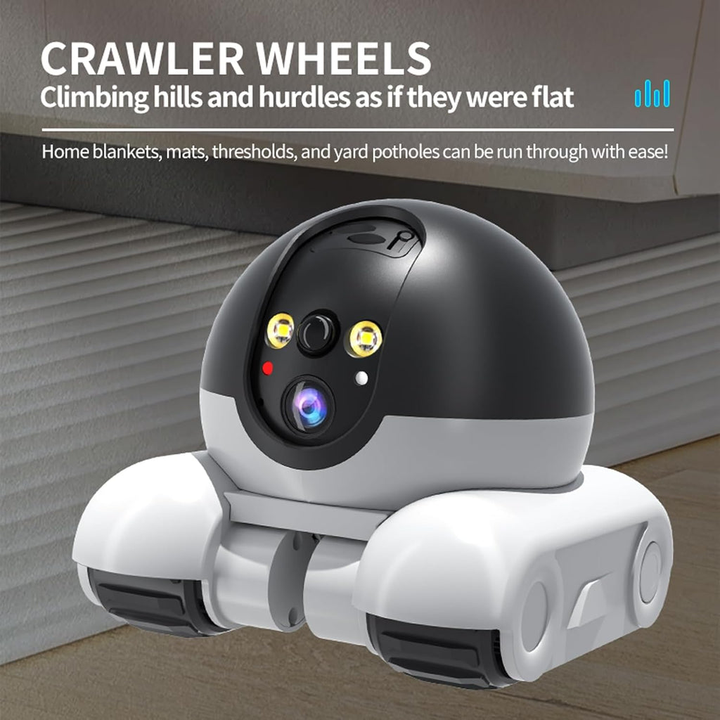 Dual-Lens, Dual-View Home Surveillance: 360-Degree HD Wi-Fi Remote Monitoring Robot Car with Smart Camera