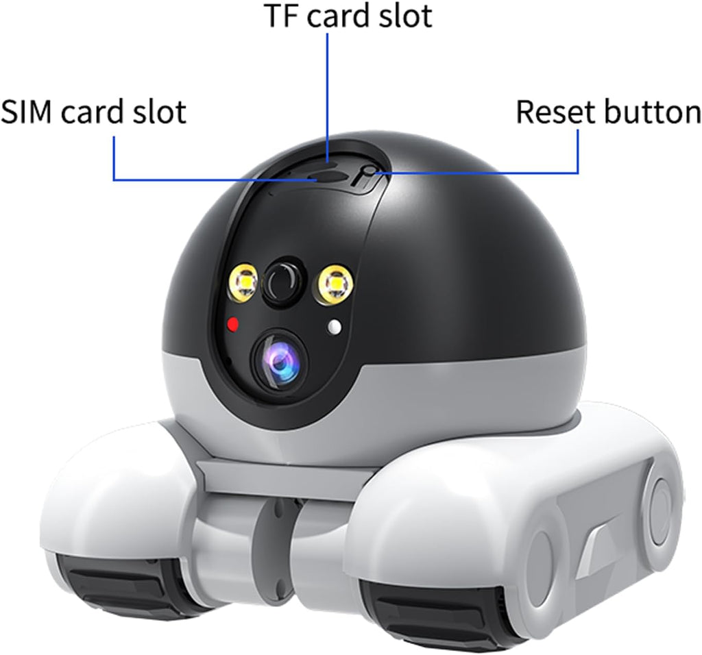 Dual-Lens, Dual-View Home Surveillance: 360-Degree HD Wi-Fi Remote Monitoring Robot Car with Smart Camera