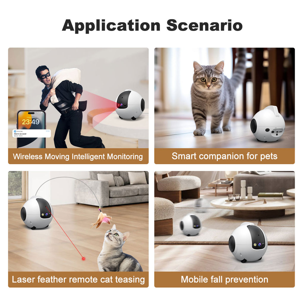 Pet AI Smart Toy: Tumbler, Laser Monitor, Wi-Fi, Large Capacity, Whole-Home Coverage, Mobile, Auto-Triggered, People Monitoring