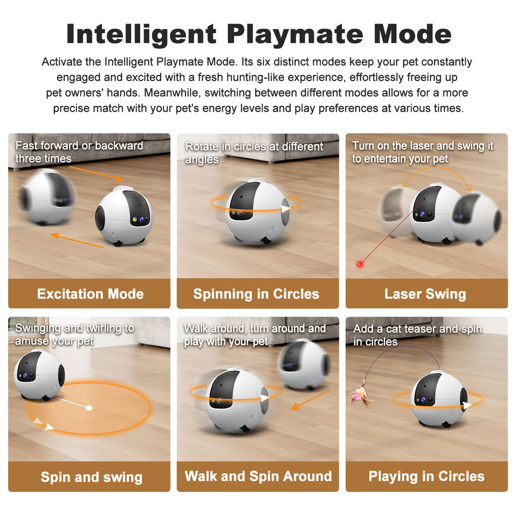 Pet AI Smart Toy: Tumbler, Laser Monitor, Wi-Fi, Large Capacity, Whole-Home Coverage, Mobile, Auto-Triggered, People Monitoring