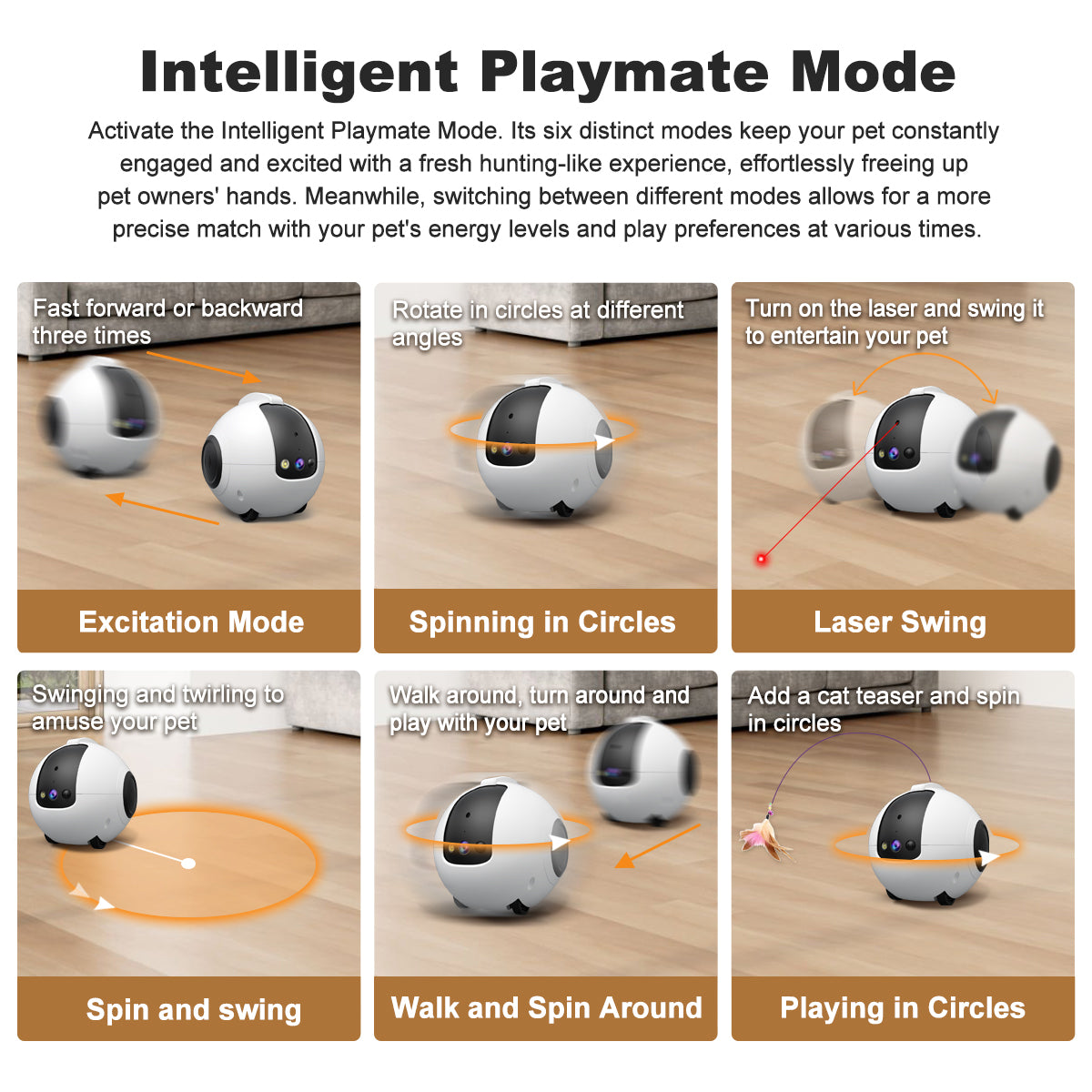 Pet AI Smart Toy: Tumbler, Laser Monitor, Wi-Fi, Large Capacity, Whole-Home Coverage, Mobile, Auto-Triggered, People Monitoring